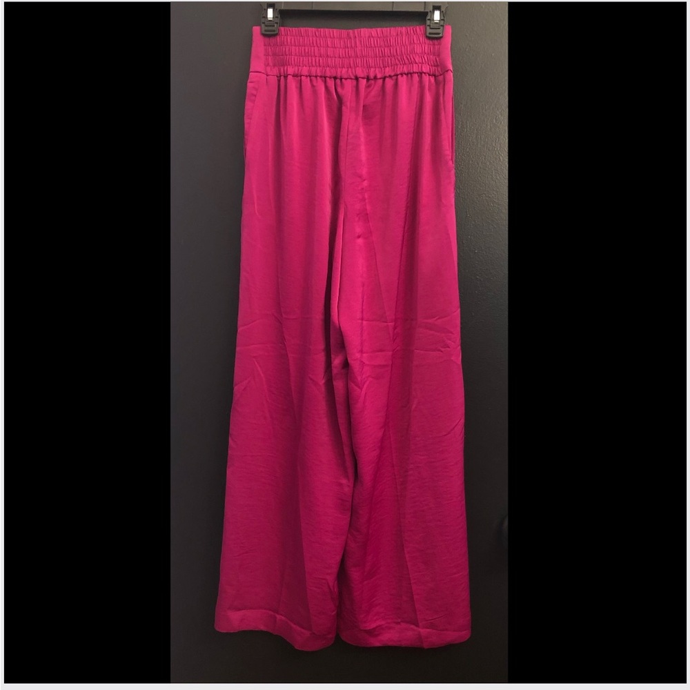EXPRESS Berry Magenta High-Waist Wide-Leg Pants - Picture 3 of 4